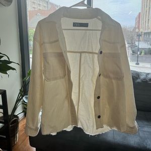 Zara Cream Ribbed Shacket